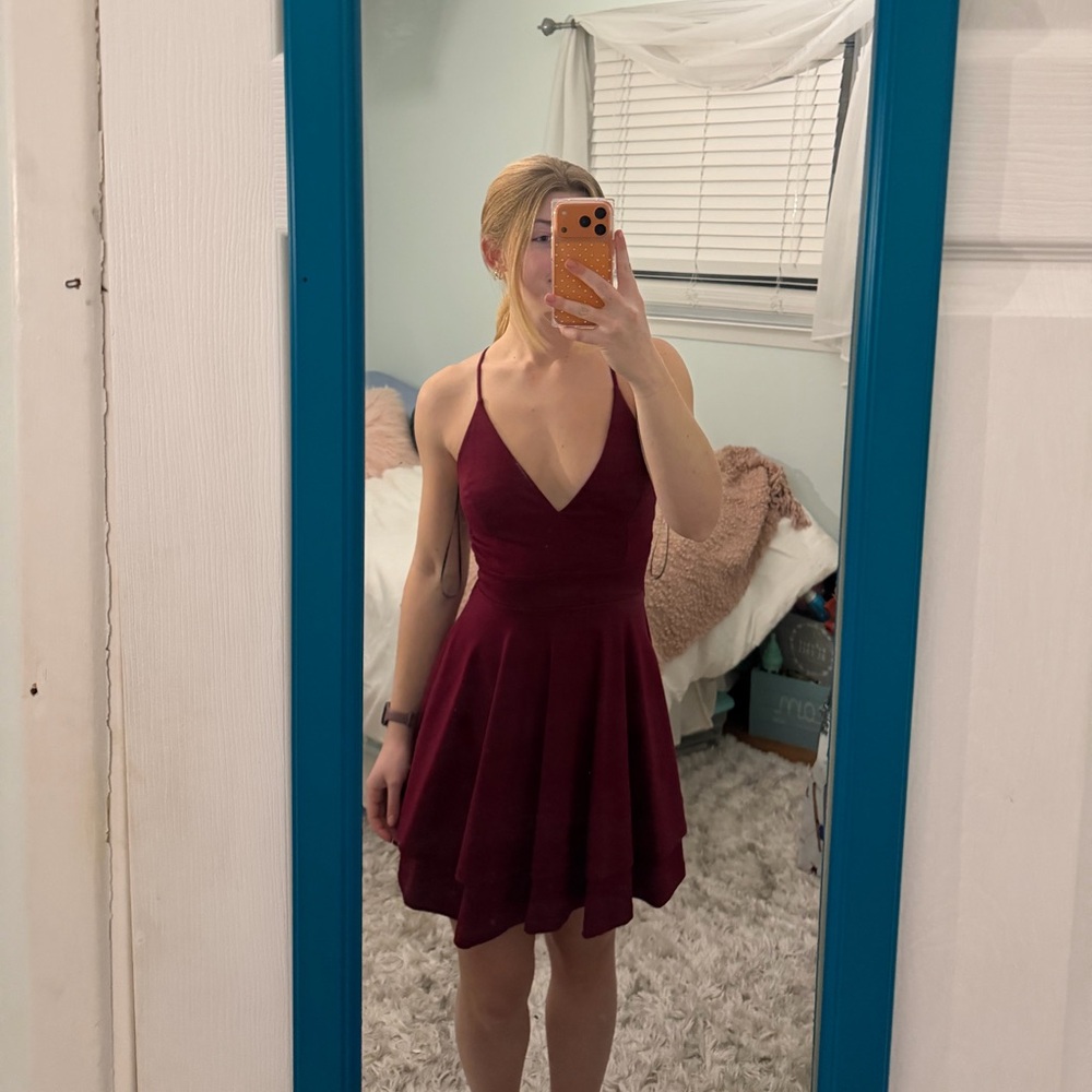 Windsor Deep Red Halter Mini Dress
